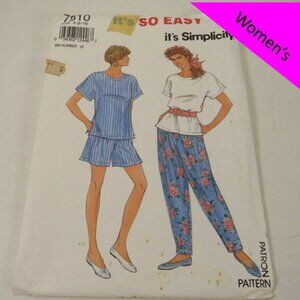 Simplicity 7810 clothing pattern EASY top, shorts, pants 6-12